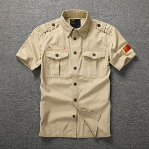 Camisa de trabajo para hombre, chaqueta vaquera de verano de manga corta para hombre, camisa holgada de algodón de verano para hombre - Product Image 3