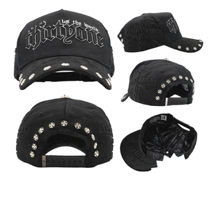 Casquette de baseball unisexe 5 panneaux en tissu Dobby éponge, velours coton, broderie 3D, strass, ajustable, style sportif streetwear - Product Image 1
