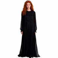 Nouvelle Robe Longue Décontractée en Soie Mousseline Plissée à Col Pétale pour Femme, Grande Taille, Coupe Ample, Toutes Saisons, Élégante 2026