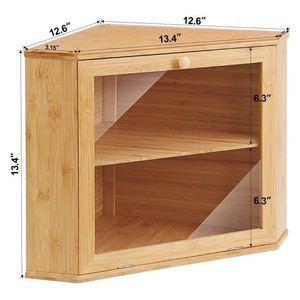 Caja de pan de bambú de doble capa, color madera natural, tapa abatible, estante de almacenamiento de cocina para pan, repostería y pasteles. - Product Image 2