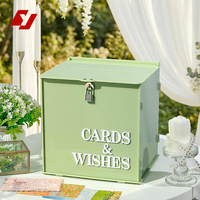 Boîte à cartes de mariage en acrylique vert avec serrure métallique, boîte de collecte d'argent pour mariage, anniversaire, fête de remise de diplôme