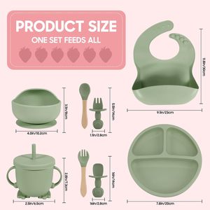 Vaisselle d'apprentissage pour bébé en silicone sans BPA, assiettes et bols à ventouse, pour la diversification alimentaire, fabrication OEM - Product Image 5