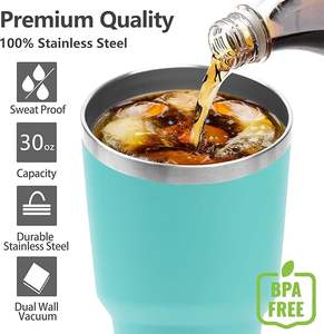 30 oz Tumbler with Lid Double Wall Vacuum Insulated Stainless Steel <b>Powder</b> Coated Travel Coffee Mug for Cold and Hot <b>Drink</b> - Product Image 3