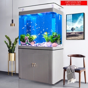 ตู้ปลาทะเลขนาดใหญ่พร้อมระบบกรองในตัว สำหรับห้องนั่งเล่นหรูหราในร่ม พร้อมตู้สีขาว - Product Image 2