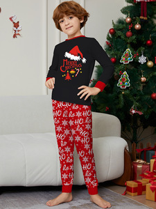 Set di <span class=keywords><strong>Pigiami</strong></span> Natalizi Coordinati per la Famiglia di Capodanno, alla Moda, Termici e Lavorati a Maglia <span class=keywords><strong>con</strong></span> Elastico in Vita, Logo Frontale per Genitori, Abbigliamento da Casa - Product Image 2