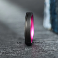Gentdes perhiasan kustom 4mm cincin Titanium Sepuh hitam semburan pasir cincin ungu dalam cincin aluminium untuk wanita cincin pasangan