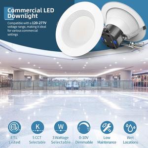 โคมไฟติดเพดานแบบฝัง LED สำหรับใช้งานเชิงพาณิชย์ ขนาด 6 นิ้ว 8 นิ้ว 10 นิ้ว กำลังไฟ 40W/30W/20W ปรับอุณหภูมิสีได้ หรี่แสงได้ สินค้าจากสหรัฐอเมริกา - Product Image 2