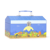 Boîte-cadeau de jouet d'enfants de dessin animé ensemble portatif de boîte-cadeau de papier de cadeau en forme de maison de carton pour l'emballage