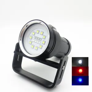 Schwere Kälte Profession elle Hochwertige 10 LED Weißlicht 4 Rote UV-Licht LED Taschenlampe Unterwasser Video Tauchen Taschenlampe Lampe