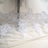 Gaun Pengantin Bordir Bunga Renda Bulu Mata Hiasan Payet Aksesoris Bahan DIY Buatan Tangan Dekorasi Latar Belakang Panggung