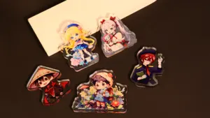 Venta al por mayor regalo promocional impresión Anime llaveros holográficos personalizado acrílico Anime Keycharm epoxi acrílico llavero