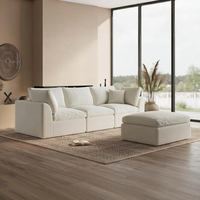 Canapé d'angle moderne trois places en tissu rembourré avec rembourrage en mousse, confortable et durable pour hôtel, appartement, villa