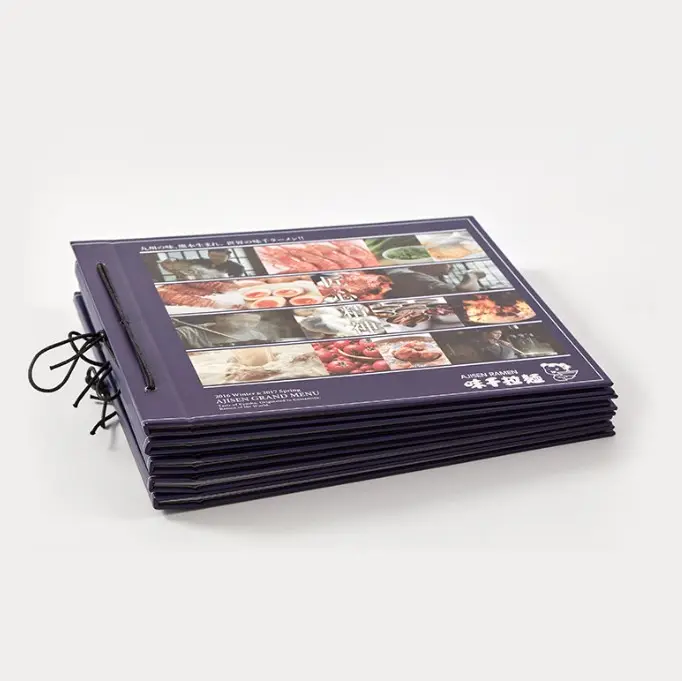 كتاب القوائم المطبوع المصنوع من الجلد يحتوي على أدوات طعام غربية يابانية وكتاب طعام بغلاف مقوى