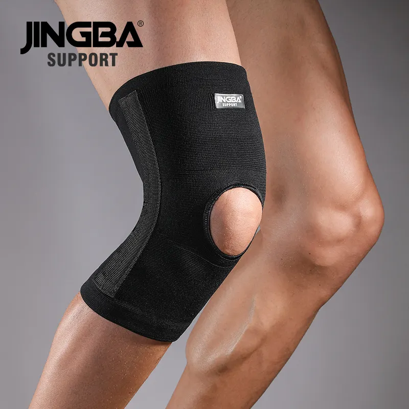 Yan yaylar ile JINGBA üretici elastik spor dizlik voleybol açık diz desteği Brace koşu diz koruyucu