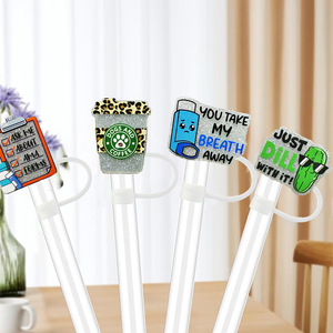 Fabricante de tapas de silicona para pajitas de 10 mm, pajitas acrílicas para fiestas, accesorios decorativos DIY, tapas creativas de dibujos animados para pajitas - Product Image 4