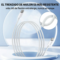 Cable de Datos Tipo C a Tipo C ESEEKGO G-311C Carga Rápida 6A Cable de Nylon Trenzado de 4 Pies de Cobre Puro Universal 3m/ 10 pies