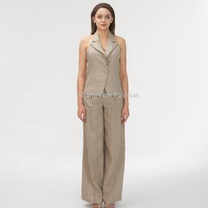 2025 Summer New Business Ladies <b>Tops</b> Lapel <b>Sleeveless</b> <b>Linen</b> Cotton <b>Sleeveless</b> <b>Tops</b> for Women - Product Image 3