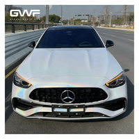 Film vinyle pour voiture blanc laser iridescent, autocollants de changement de couleur, PET sans bulles, autocollant auto-adhésif pour voiture, accessoires de voiture