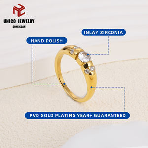 Bagues de bijouterie fantaisie en acier inoxydable 316L plaqué or 18 carats avec incrustation de zircone cubique, bagues de fiançailles pour femmes - Product Image 5