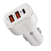 Chargeur de voiture 3A 3 ports Type C et USB, charge rapide USB-C+A, QC 3.0 avec technologie Qualcomm Quick Charge 3.0