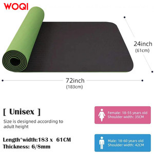 Tapis de yoga Woqi, épaisseur 6 mm, matériau TPE antidérapant, pour la remise en forme à domicile, vert émeraude - Product Image 5