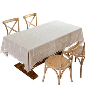 Sk Large Check Cotton <b>Linen</b> Tassel <b>Tablecloth</b> Rectangular Home Decor Printed Fabric China Made - Product Image 5
