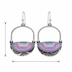 Orecchini Pendenti Vintage con Pietra Viola, Tono Argento Anticato, per Donne - Product Image 5