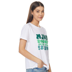 Camiseta de algodón de manga corta con cuello redondo de talla grande personalizada de fábrica directa de Bangladesh para mujer, nuevo diseño, logotipo informal sólido, verano largo - Product Image 3