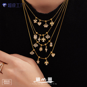 Ciondolo da Donna Mili Cross-Border in <span class=keywords><strong>Acciaio</strong></span> Inossidabile Placcato Oro 18K PVD con Zirconi 5A, Nuovo Modello, per Anniversario, Ciondoli e Charms alla Moda - Product Image 2