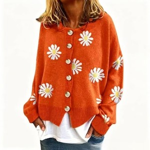 Cárdigan de Punto con Diseño de Margaritas Pequeñas para <span class=keywords><strong>Mujer</strong></span>, Primavera/Verano 2026, de Alta Calidad, Ideal para Uso Diario Casual Urbano - Product Image 2