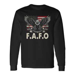 F.A.F.O T-shirt à manches longues avec motif American Eagle noir - Product Image 1