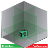 Niveau laser rotatif vert DIY LW-L07-4D avec précision de 2 mm/7 m, portée de 20 m, affichage à 5 points