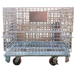 <span class=keywords><strong>Cage</strong></span> en treillis métallique, tailles personnalisées disponibles, <span class=keywords><strong>cage</strong></span> de rangement industrielle pliable en acier avec roulettes - Product Image 1