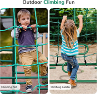 Ensemble de balançoire de jardin pour enfants IUNNDS, support de balançoire extérieur en métal robuste en forme de A, siège de balançoire en forme de soucoupe, cadre d'escalade, glissière