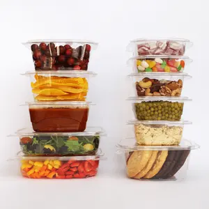 Bandeja de plástico para alimentos, contenedor con bisagras a prueba de manipulaciones, con tapa plana
