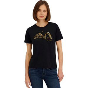 Haut court noir à col en V et manches courtes pour femme, coupe classique, en coton tricoté, couleur unie, respirant, écologique, séchage rapide - Product Image 1