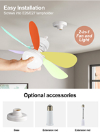Ventilateur de plafond intelligent E27 à profil bas avec lumière LED et télécommande – Prix usine