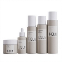 Contenants de luxe Taolin Pack en PETG pour soins de la peau avec injection de couleur et étiquetage + couvercles/capsules assortis en PP, ensemble de soins de la peau OEM