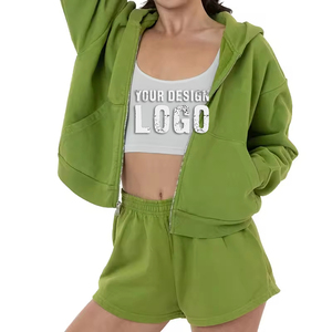 Sweat-shirt à capuche pour femme de haute qualité, décontracté, à épaules tombantes, fermeture éclair intégrale, veste de sport d'extérieur, ample, à fermeture éclair, manteau pour femme - Product Image 2