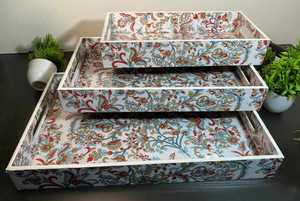 ถาดเสิร์ฟ MDF พิมพ์ลาย – ลายดอกไม้เพสลีย์กันน้ำ ถาดเสิร์ฟอาหารเช้าและชาสำหรับตกแต่ง โดย YSR Creations - Product Image 3