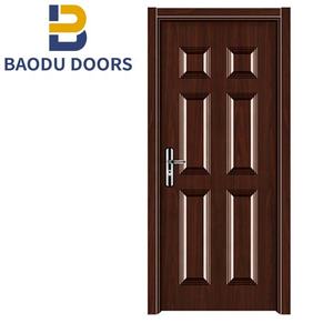 Puerta de panel de acero americano para interiores de casas, película de piel de puerta de NPVC/PVC, puerta de dormitorio de lujo de Nigeria - Product Image 3