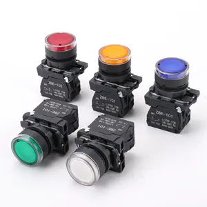 XB5 22mm Waterproof Selector LED Push Button Self-locking On Off Flat Rotary Momentary Plastic Push Button Switches With Light