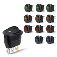 Mini interrupteur à bascule rond 12V LED 3 broches ON-OFF IP66 10A pour tableau de bord de voiture, bateau, UTV, ATV, moto