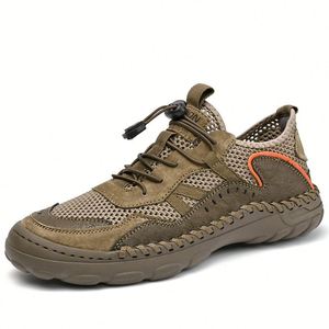 Baskets en maille à lacets respirantes, bout rond, semelle extérieure en caoutchouc, semelle intermédiaire en EVA, toutes saisons, couleur unie, chaussures pour hommes - Product Image 2