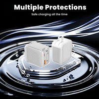 Charger Cepat 30W PD OTP 5v/3a Grosir, Kabel Tipe C Retractable Tahan Api, Kompatibel dengan Smart Watch dan Ponsel