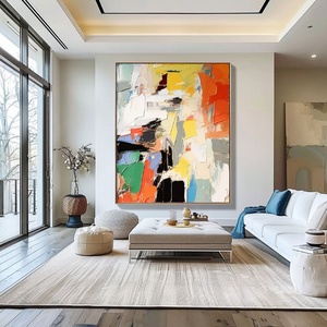 Peinture à l'huile texturée 3D abstraite artisanale encadrée sur toile, décoration murale pour l'esthétique moderne des bureaux et des halls d'accueil - Product Image 3