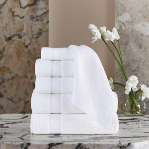 Toallas de Hotel de Lujo Qinmu, Alta Calidad, 5 Estrellas, 100% Algodón Blanco, Bordadas, Color Sólido, Antimicrobianas, Logotipo Personalizado - Product Image 1