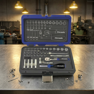 Complete 37-Piece Chrome Vanadium Steel <b>Socket</b> Wrench Set with Deep <b>Socket</b> 1/4 in Drive OEM Customizable for Mechanics - Product Image 1