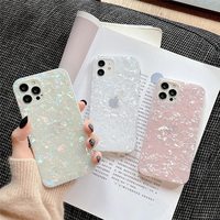 Coque de téléphone magnétique antichoc de luxe effet marbre pailleté avec anneau et finition miroir pour iPhone 15/14 Pro/13/12/11 Pro Max/XR/XS Max motif coquillage