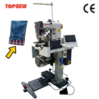 Machine à coudre industrielle automatique pour ourlets de bas de pantalon TS-8322, ourleur pneumatique industriel pour pantalons, ourleur de revers pour jeans et denim
